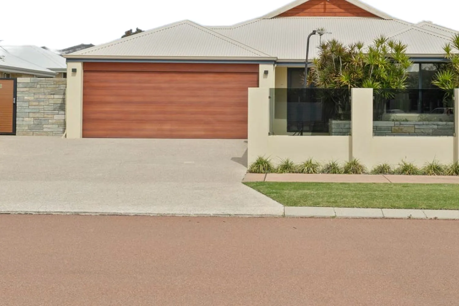Concrete crossover finished with a broom texture