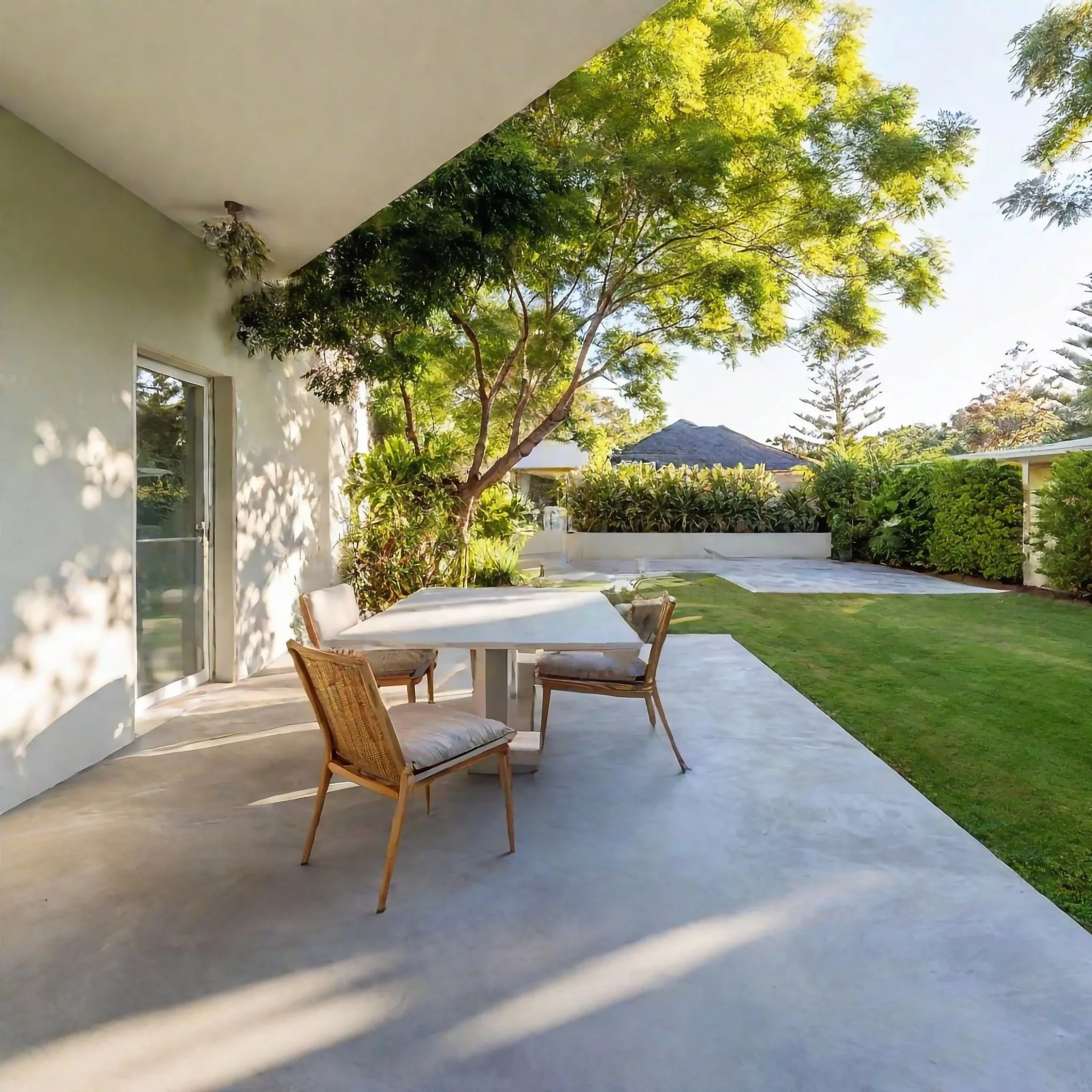 Concrete patio finished for everyday outdoor entertaining