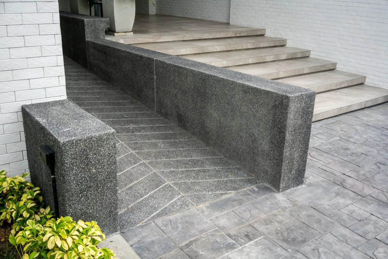 Concrete access ramp under construction