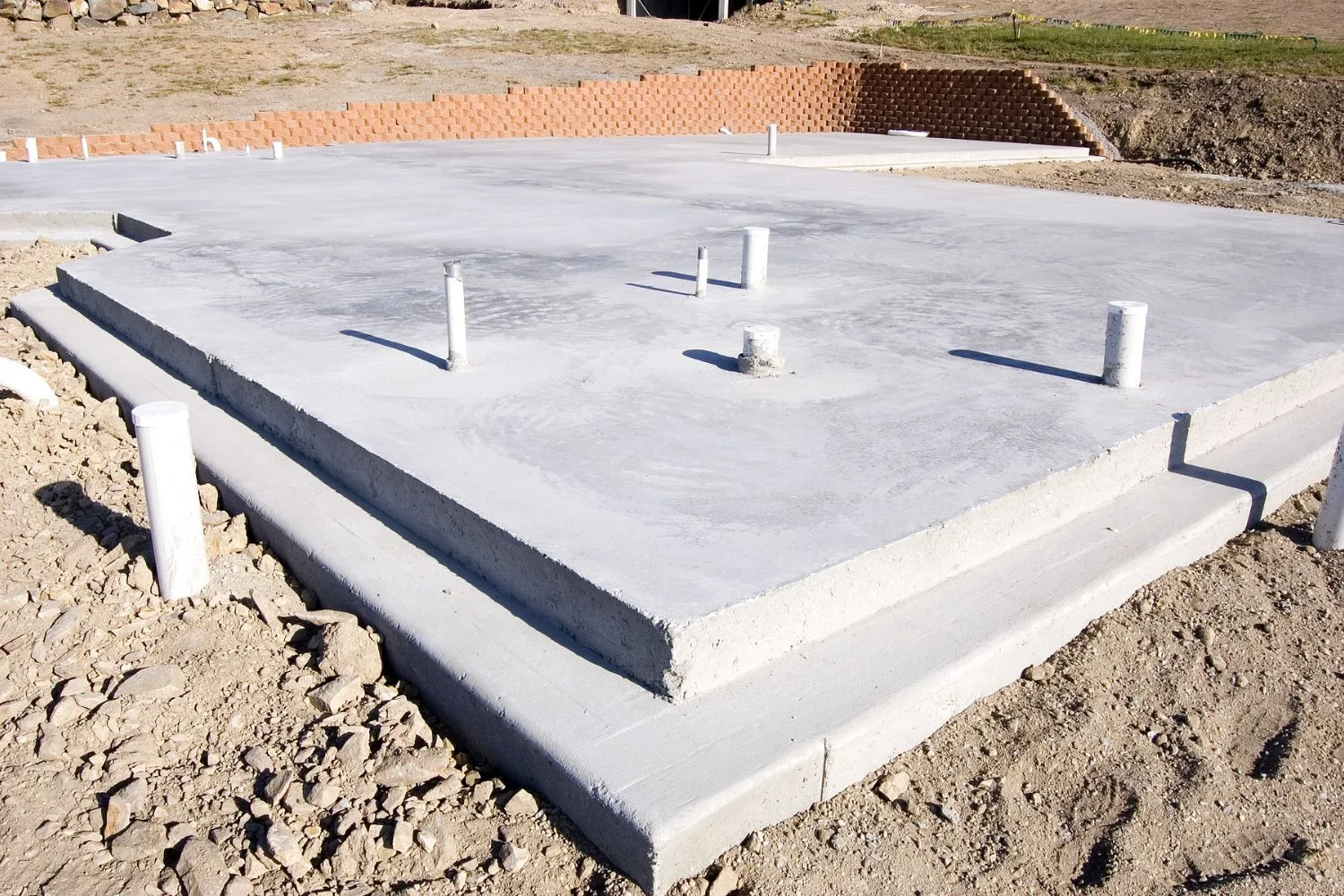Concrete slab formwork and reinforcement prepared before a pour